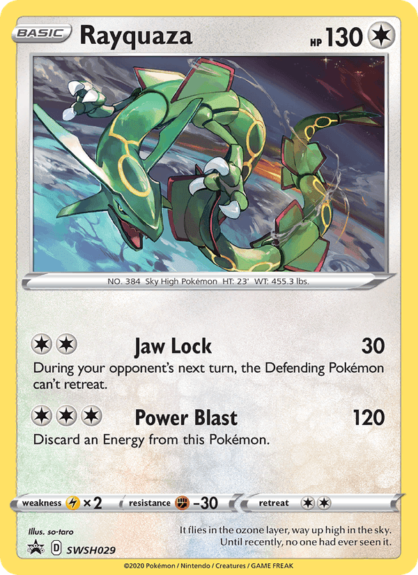 Rayquaza, card SWSH029 from SWSH Black Star Promos