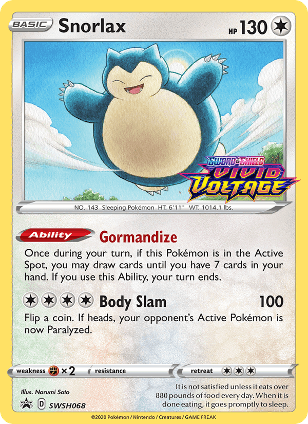 Snorlax, card SWSH068 from SWSH Black Star Promos