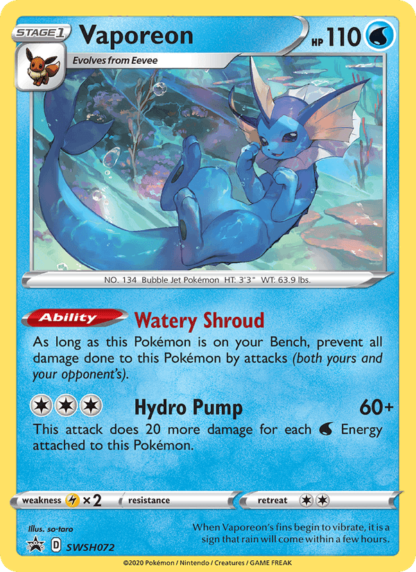 SWSH Black Star Promos の SWSH072 番、Vaporeon