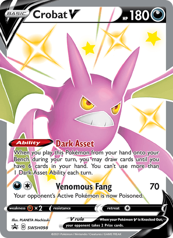 Crobat V, card SWSH098 from SWSH Black Star Promos