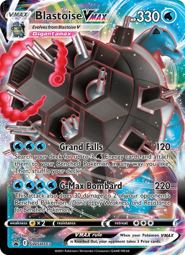 Blastoise VMAX, card SWSH103 from SWSH Black Star Promos