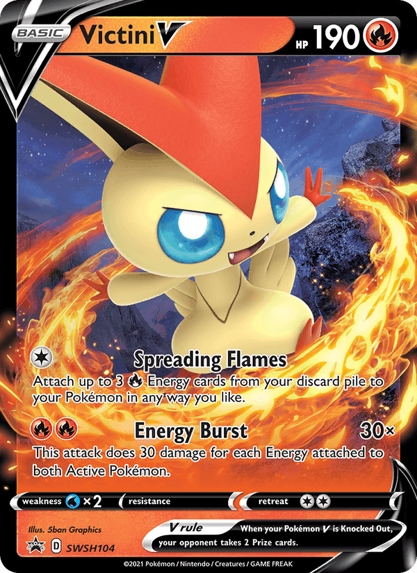 Victini V, card SWSH104 from SWSH Black Star Promos