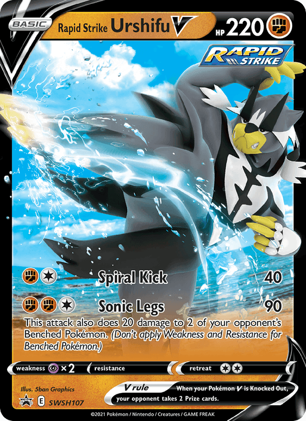 Rapid Strike Urshifu V, card SWSH107 from SWSH Black Star Promos