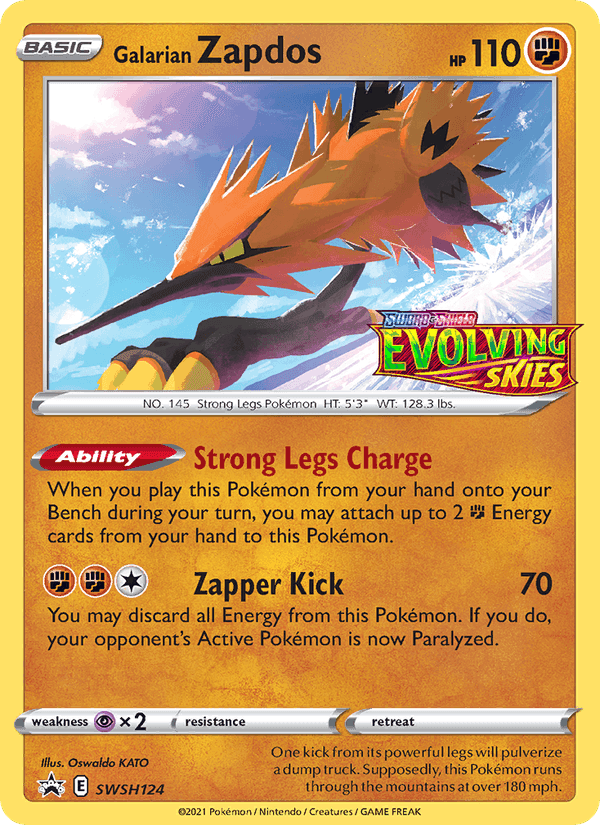 Galarian Zapdos, card SWSH124 from SWSH Black Star Promos