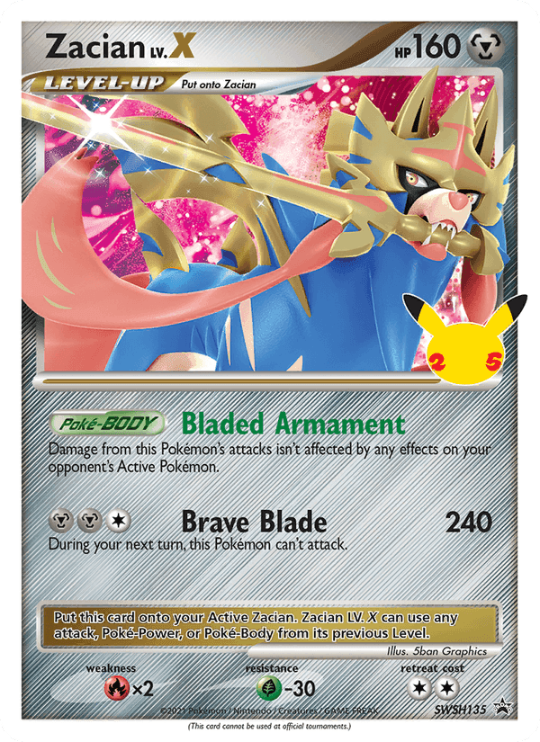 Zacian, card SWSH135 from SWSH Black Star Promos