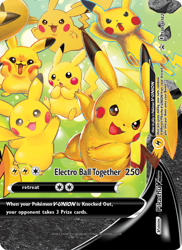 Pikachu V-UNION, card SWSH142 from SWSH Black Star Promos