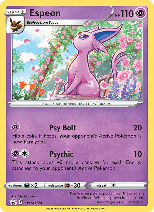 Espeon, card SWSH174 from SWSH Black Star Promos