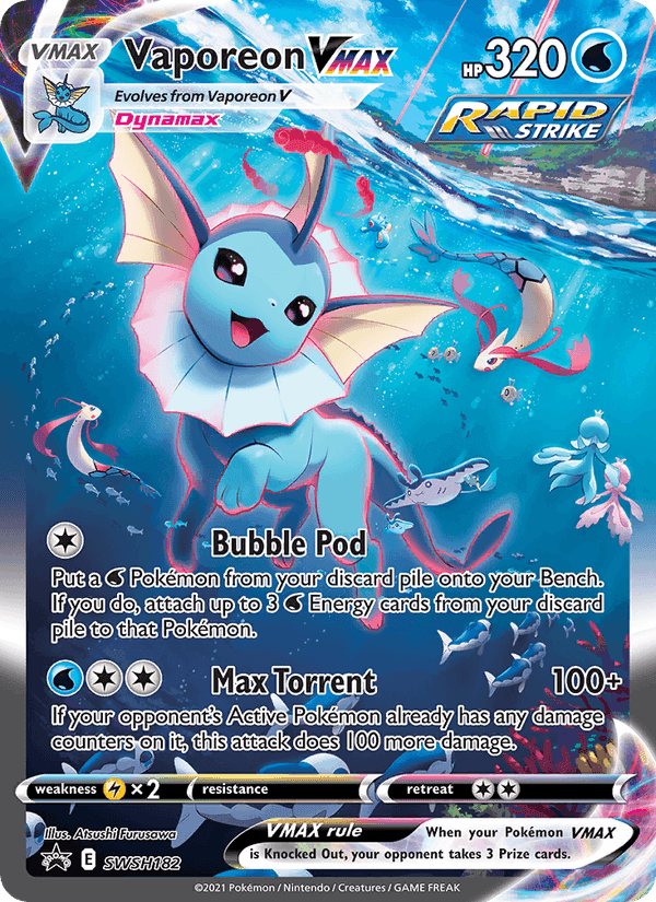 Vaporeon VMAX, card SWSH182 from SWSH Black Star Promos