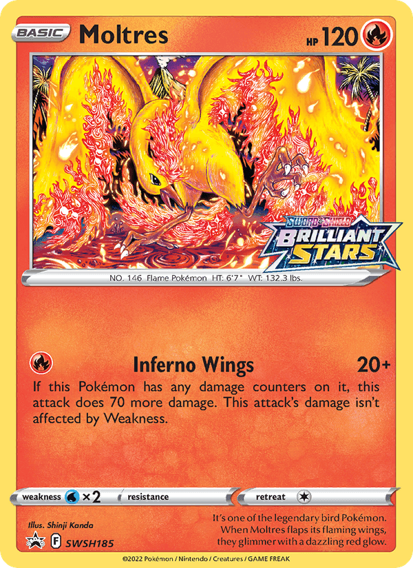 Moltres, card SWSH185 from SWSH Black Star Promos