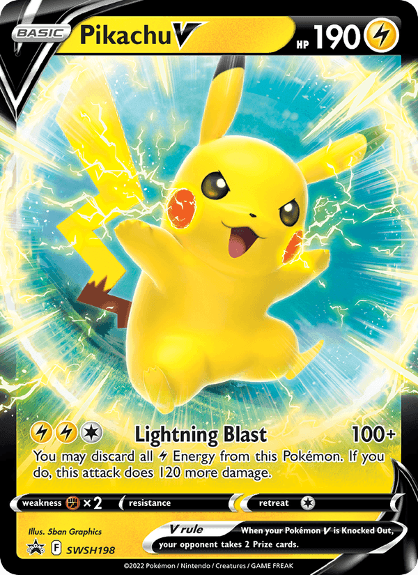 Pikachu V, card SWSH198 from SWSH Black Star Promos