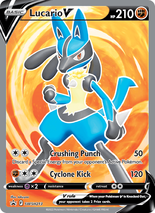Lucario V, card SWSH213 from SWSH Black Star Promos