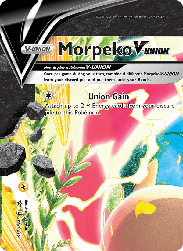 Morpeko V-UNION, card SWSH215 from SWSH Black Star Promos