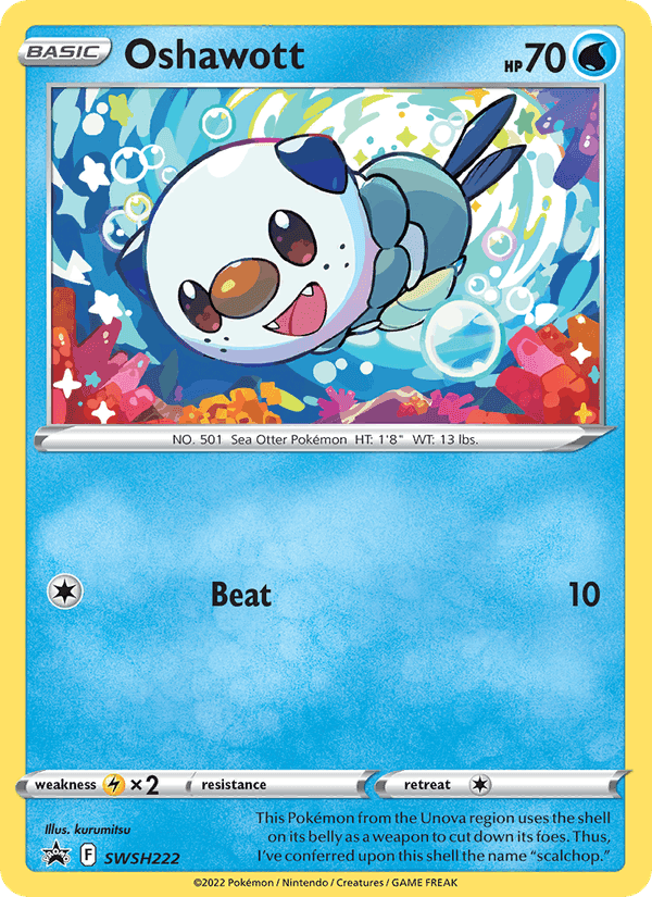 Oshawott, card SWSH222 from SWSH Black Star Promos