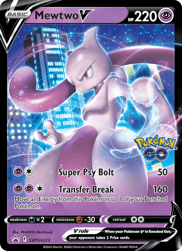 Mewtwo V, card SWSH223 from SWSH Black Star Promos