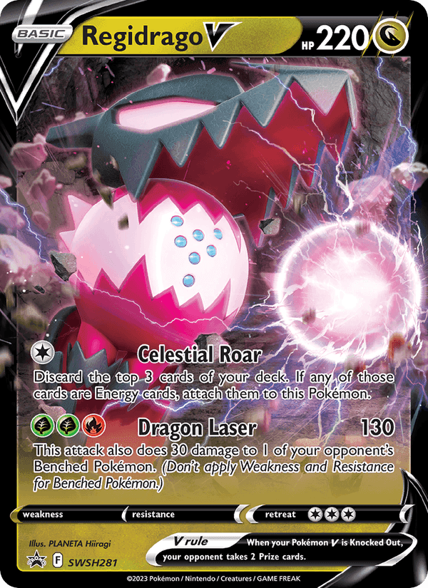Regidrago V, card SWSH281 from SWSH Black Star Promos