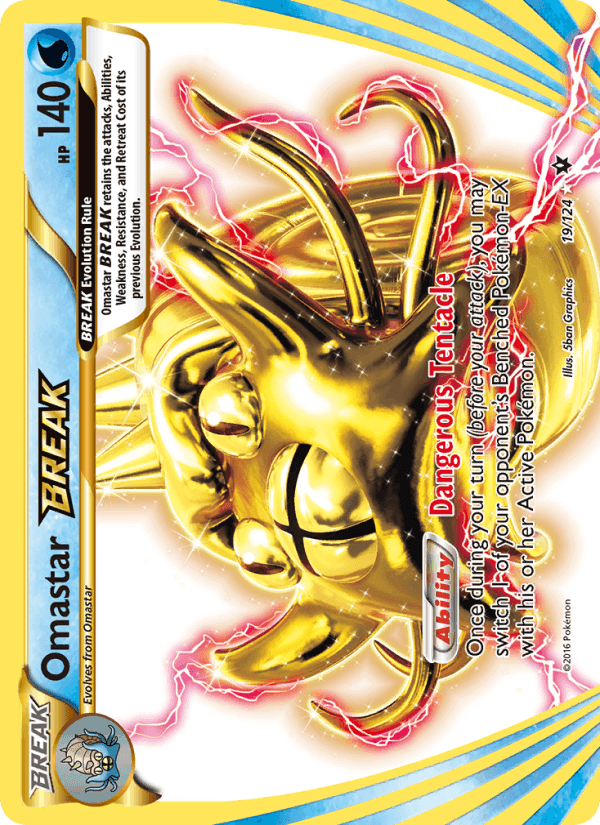 Omastar BREAK, card 19 from Fates Collide