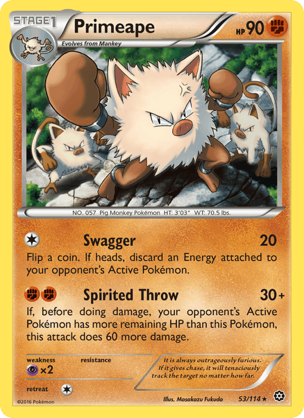 Primeape, card 53 from Steam Siege