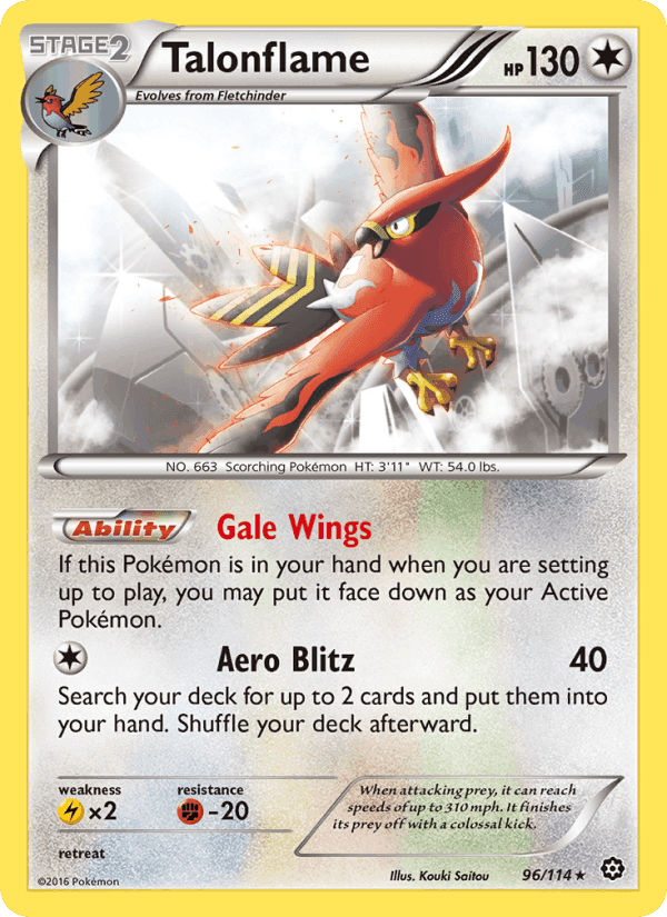 Talonflame, card 96 from Steam Siege