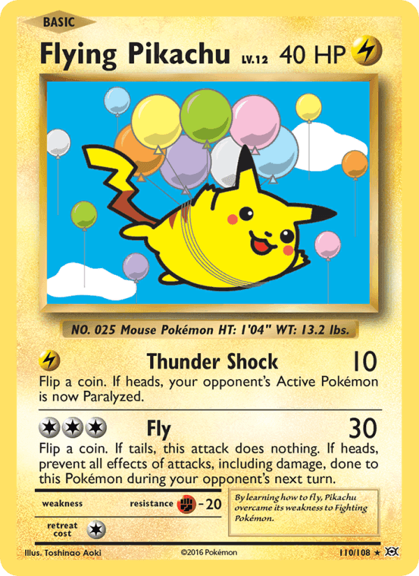 Pikachu Voador, carta 110 de Evoluções