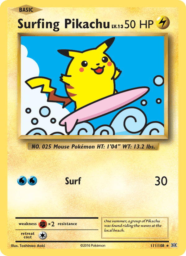 Pikachu Surfista, carta 111 de Evoluções