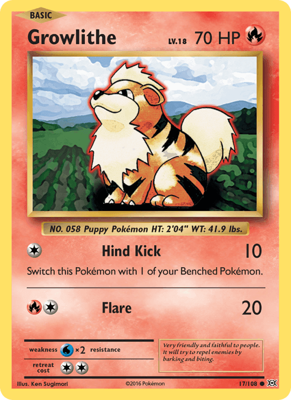 Growlithe, card 17 from Evolutions