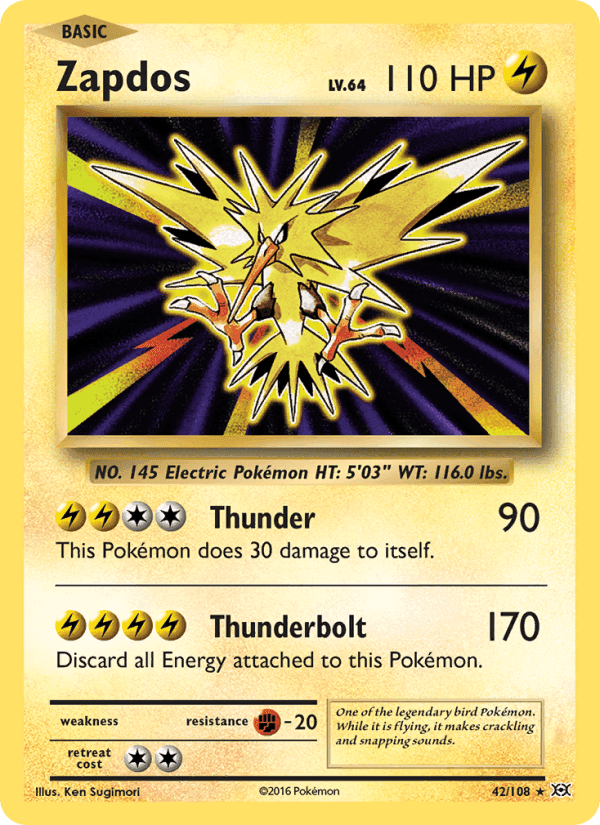 Zapdos, card 42 from Evolutions