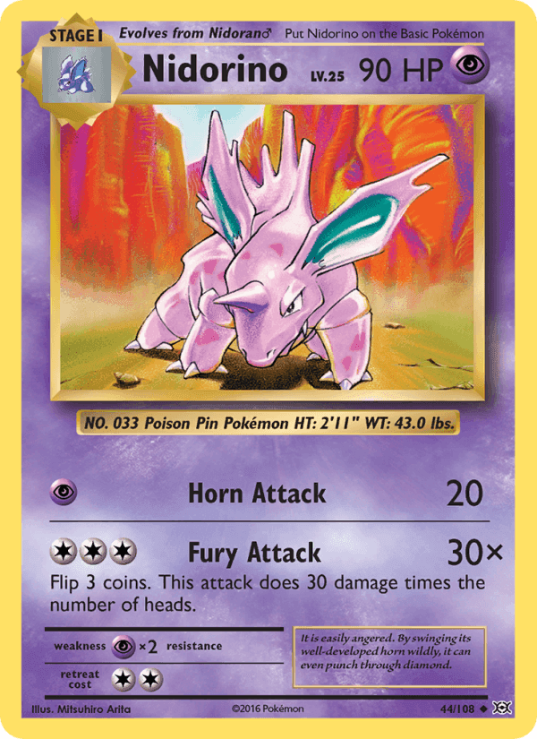 Nidorino, card 44 from Evolutions