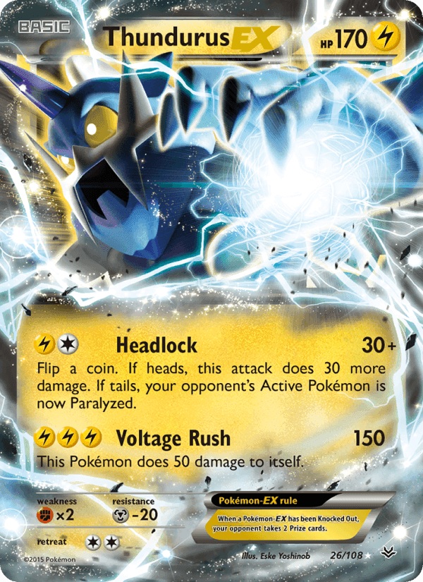 Thundurus EX, card 26 from Roaring Skies