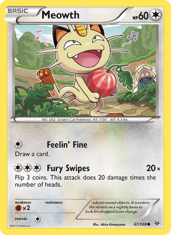 Meowth, card 67 from Roaring Skies
