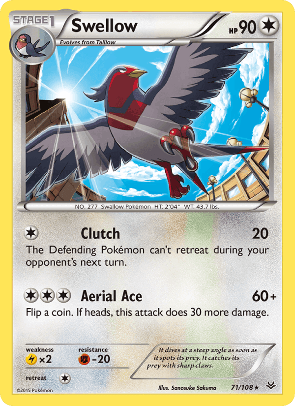 Swellow, card 71 from Roaring Skies