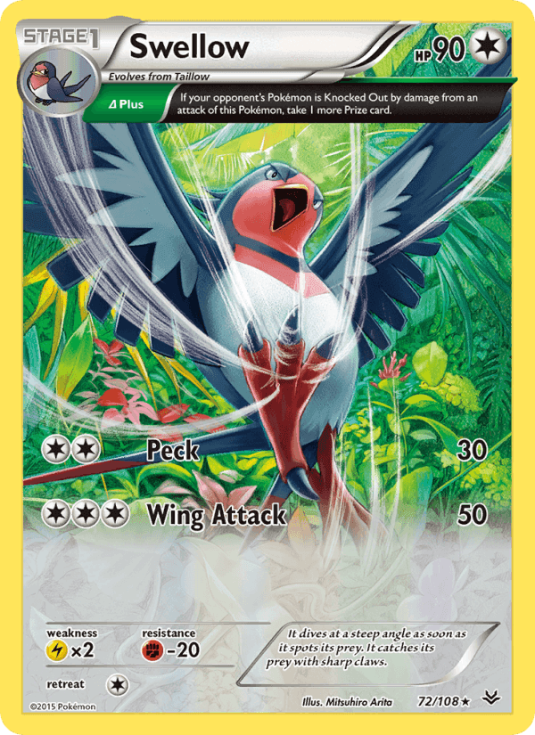 Swellow, card 72 from Roaring Skies