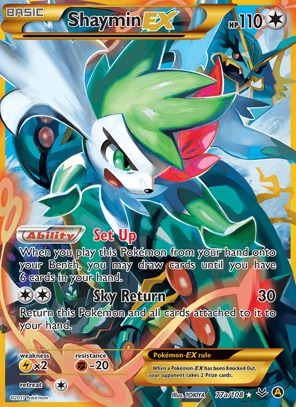 Shaymin EX, card 77a from Roaring Skies
