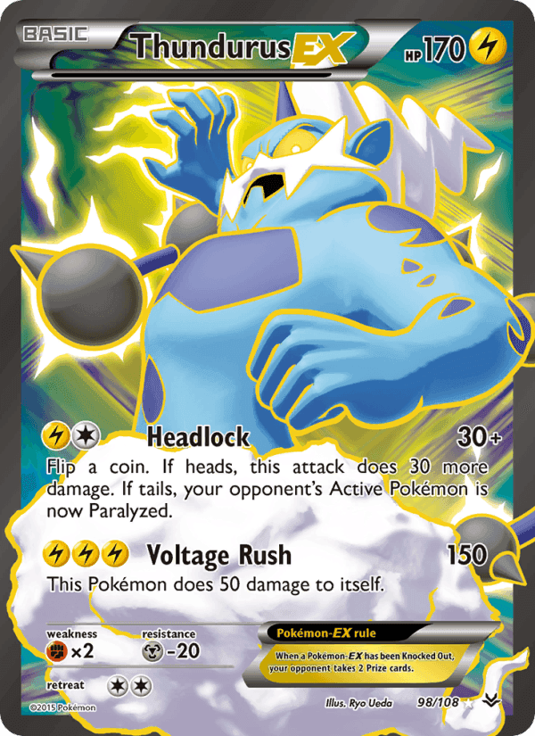 Thundurus EX, card 98 from Roaring Skies