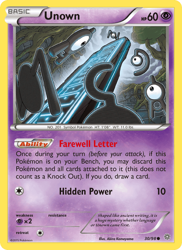 Unown, carte 30 de Ancient Origins