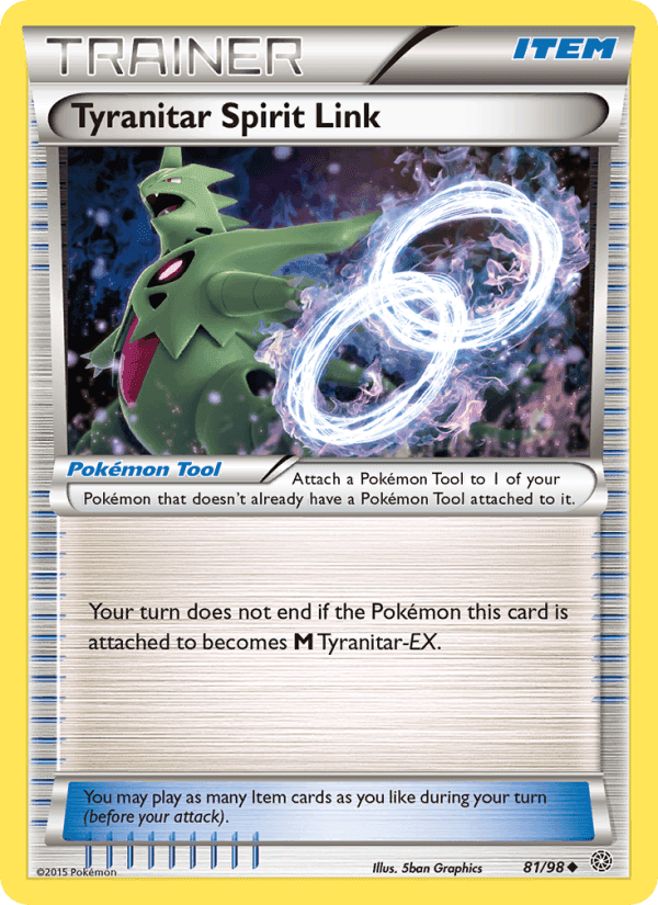 Tyranitar Spirit Link, card 81 from Ancient Origins