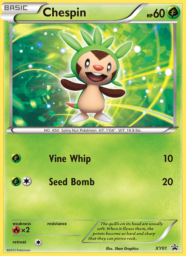 Chespin, card XY01 from XY Black Star Promos