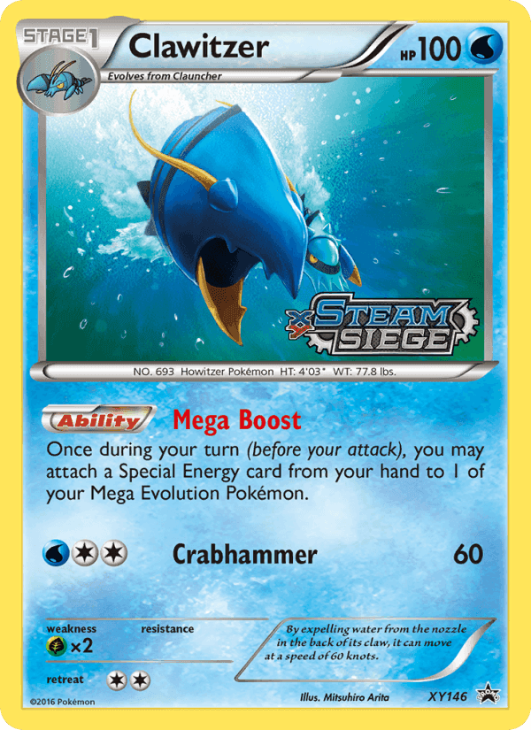 Clawitzer, card XY146 from XY Black Star Promos