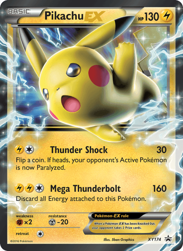 Pikachu-EX, card XY174 from XY Black Star Promos