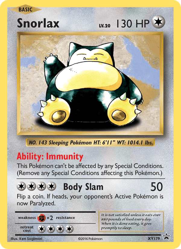 Snorlax, card XY179 from XY Black Star Promos