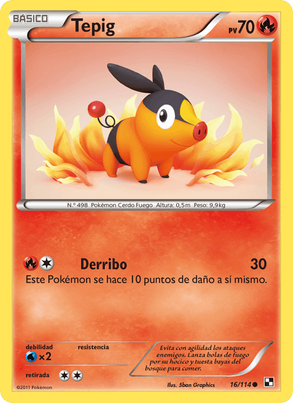 Tepig, card 16 from Negro y Blanco