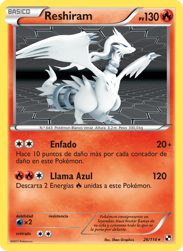 Reshiram, carta 26 di Negro y Blanco