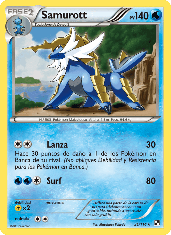 Samurott, carta 31 de Negro y Blanco