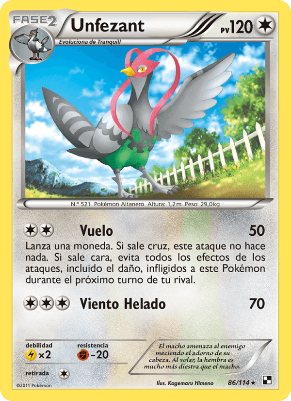 Unfezant, card 86 from Negro y Blanco