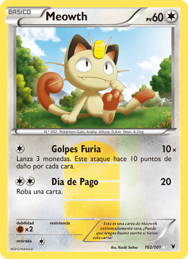 Meowth, card 102 from Nobles Victorias