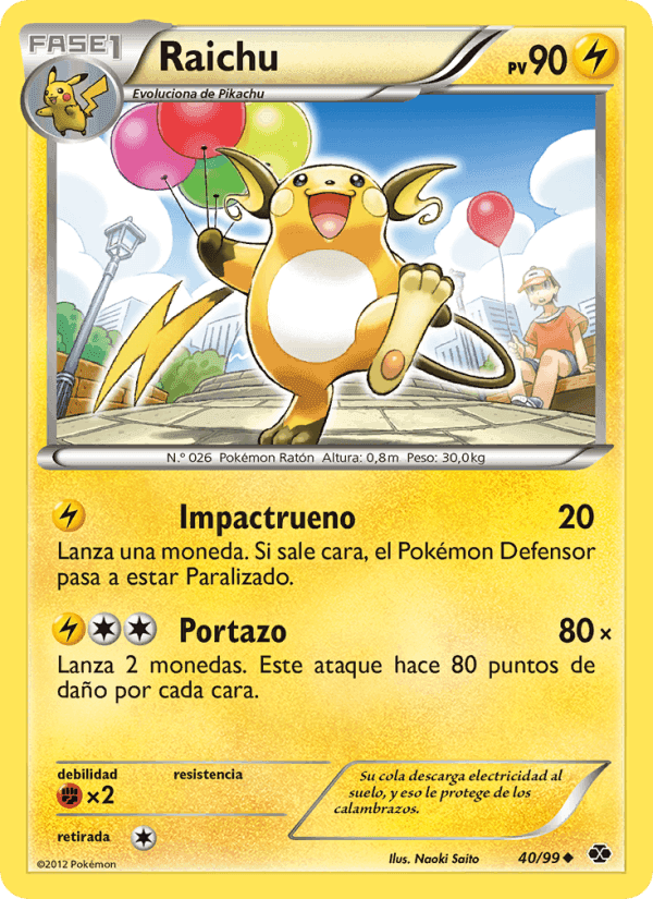 Raichu, carta 40 di Próximos Destinos
