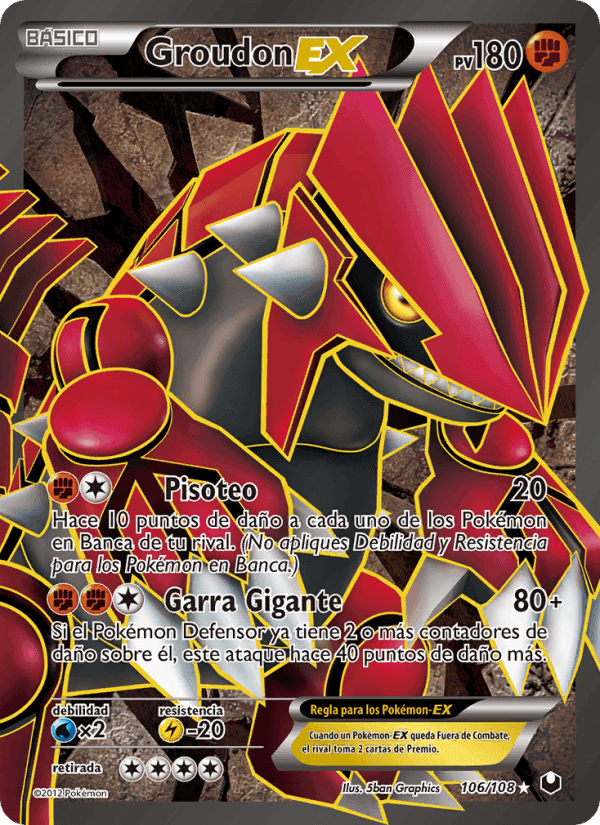 Groudon-EX, card 106 from Oscuros Exploradores