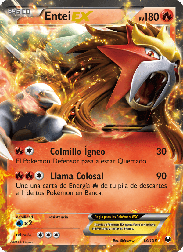 Entei-EX, card 13 from Oscuros Exploradores