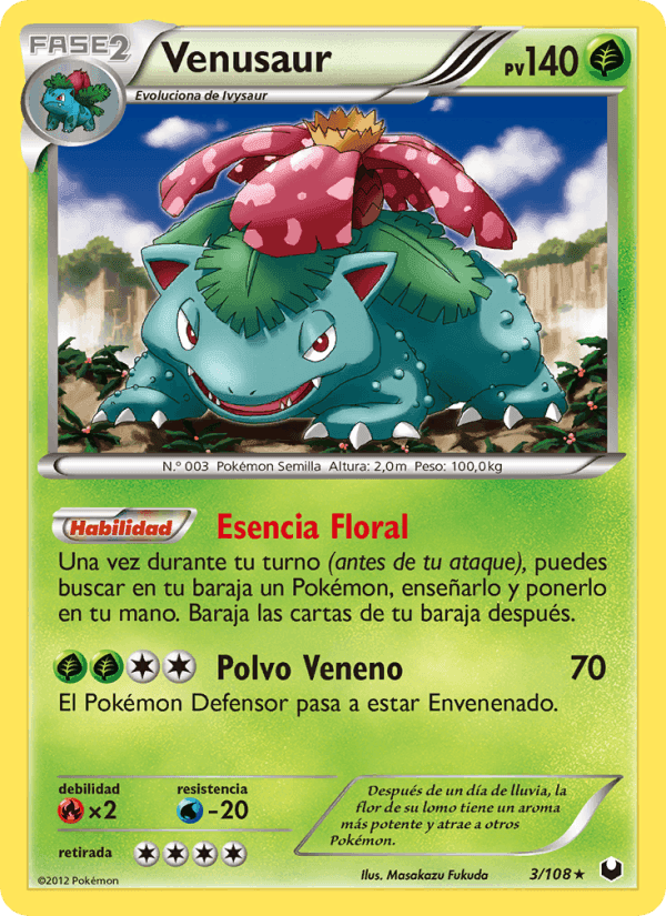 Venusaur, carta 3 de Oscuros Exploradores