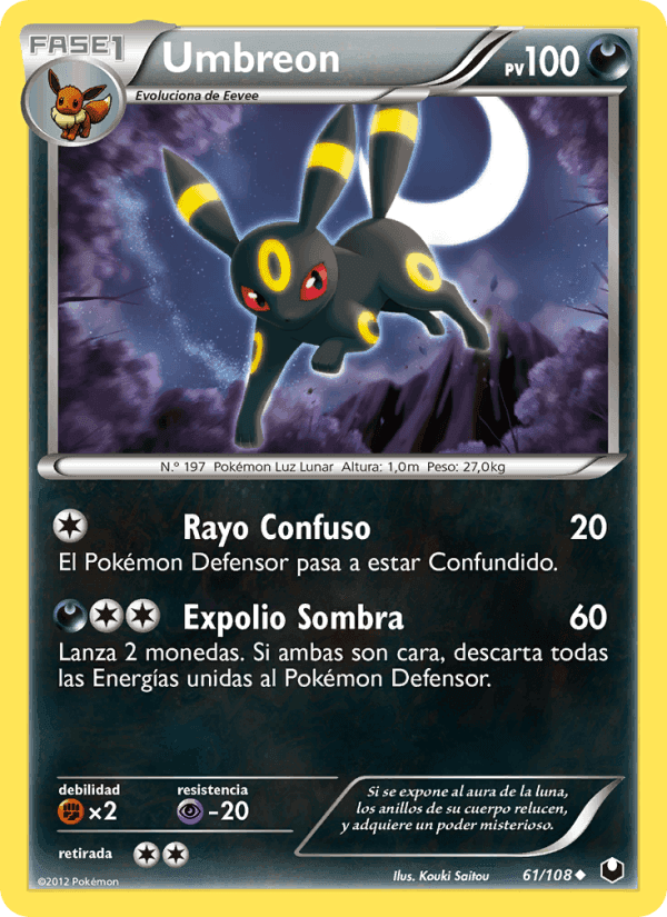 Umbreon, carta 61 de Oscuros Exploradores
