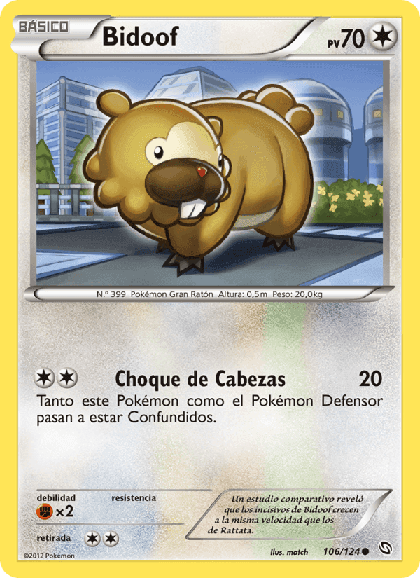 Bidoof, card 106 from Dragones Majestuosos